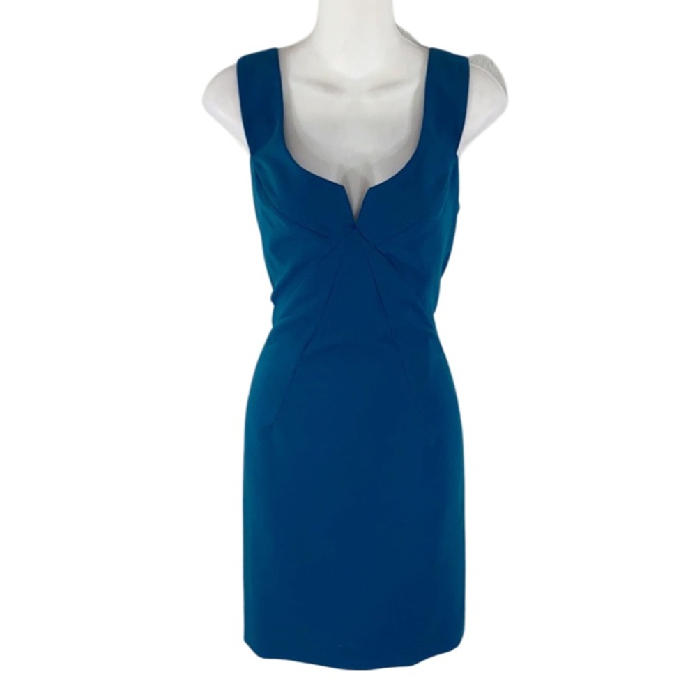 Black Halo teal notch neck bodycon dress